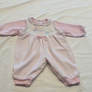 Buster Brown Pink and White Baby Onesie. 3-6 Mos. Y2K